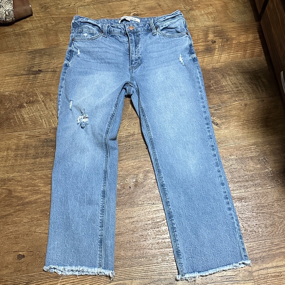 Celebrity Pink Light Blue Distressed Ankle Jeans